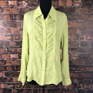 i.e. silk chartreuse blouse. Sz L. NWT